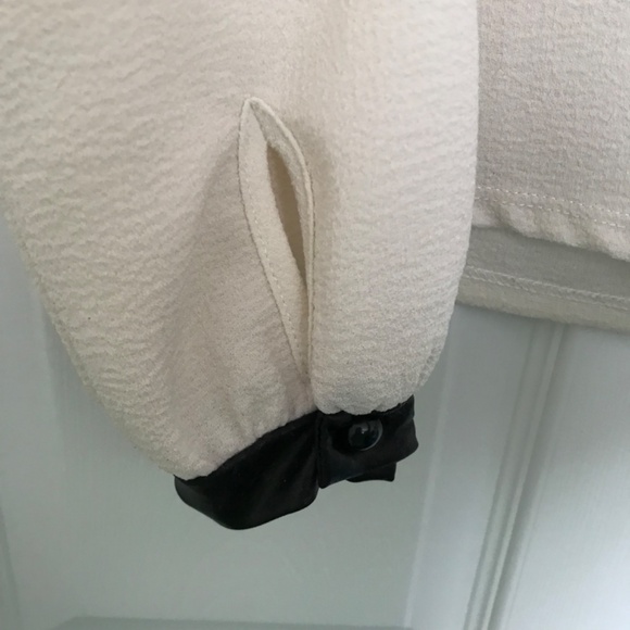 Y2K Jules and Leopold Sheer Long Sleeve Blouse S Cream Off White Black - Picture 3 of 11